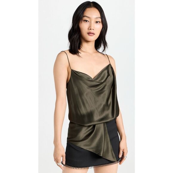 CHRISTOPHER ESBER Verdant Falls Draped Silk Satin Bodysuit in Seaweed NWT Size 8 - Picture 4 of 13